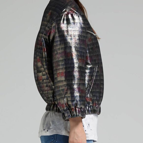 IRO Zina cropped bomber jacket, color - Multico, Size FR 36, US XS to S, EUC - Picture 3 of 8